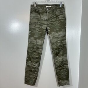 LOFT Pants Womens Size 4 Marisa Skinny Ankle Green Camo Mid Rise Cotton Blend